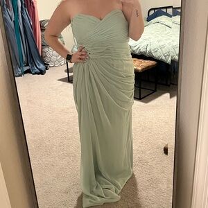 Adrianna Papell Elegant Sage Green Evening Gown